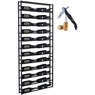 Lendo Online Weinregal zur Wandmontage - 6/12/24 Flaschen - Weinhalter - Wandregal - Flaschenregal - Hängendes Weinflaschenregale - Metall - Schwarz (73x10x164cm (LxTxH))