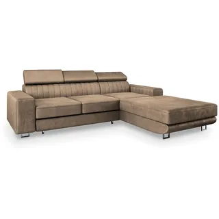 Masseno Ecksofa, Beige, Metall, 3-Sitzer, L-Form,L-Form, 267x190 cm, Wohnzimmer, Sofas & Couches, Wohnlandschaften, Ecksofas