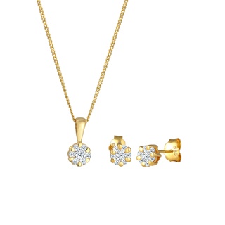 Elli DIAMONDS Blume Klassisch Diamanten (0.36 ct.) 585 Gelbgold Schmuck-Set Damen