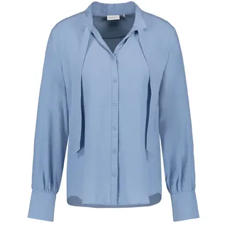 Gerry Weber Damen Bluse mit Schluppe Ballonärmel, Langarm, Manschette Bluse Langarm unifarben Vivid Blue 48 - 48