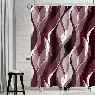Omgoods – Abstrakte Duschvorhang, Rot, Geometrisch – Wasserdichtes Polyester, 180x200 cm - Rot