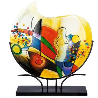 GILDE Dekovase SILHOUETTE Vase - mehrfarbig - Glas - H. 53cm x B. 47cm - Dekovase (1 Stück), Runde Glasvase - Flache Blumenvase für Tischdeko und Deko Vasen