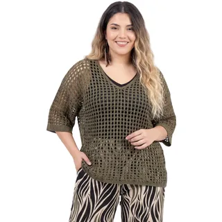 Häkel Shirt Damen Sommer Oberteil Lochstrick Oversize Pullover perfekt für Frühjahr und Sommer - 40-42