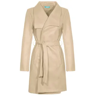 malito more than fashion Langmantel malito Damen Trenchcoat, schicker Wintermantel, klassische Jacke, langer Trenchcoat Longjacke Übergangszeit beige|braun S