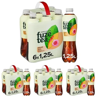 Fuze Tea Zero Schwarzer Tee Pfirsich-Rose Eistee – 6 x 1250 ml Einwegflaschen – zuckerfreies Erfrischungsgetränk mit Schwarztee & Pfirsichgeschmack – Ready to Drink, nachhaltig angebaut