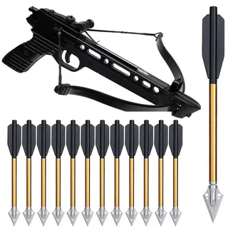 YAMAXUN 6,3-Zoll-Aluminium-Armbrustbolzen Pfeile Mit Schlagbolzen 50-Pfund Und 80-Pfund, Für Mini-Armbrust-Jagdpistole Präzisions-Zielpfeil-Bogenschießen,24 Pack - Keine Armbrust