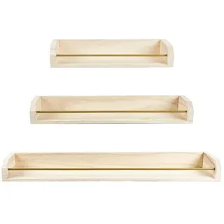 Wandregal Ekby 3-teilig Natur/Gold Praktisches 3er Set Bilderregal Bilderleiste