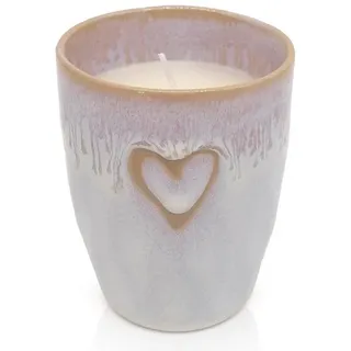 Mea-Living STONEWARE Kerze im Becher 280 ml polarweiß