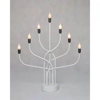 Best Season LED-Fensterleuchter"CellCandle", 7 warmwhite LED, Farbe: weiss, Metall, ca. 47 x 31 cm, Batterie, Timer, E10 LED Birnen austauschbar, Vierfarb-Karton