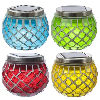 MARELIDA Solarleuchte Glas H: 9,0 cm 4St bunt