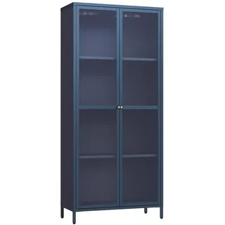 [en.casa] Vitrine Säkylä 80 x 35 x 180 cm Blau