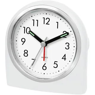 Vintage Analog Wecker Weiß mit Licht & Snooze