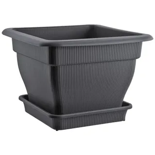 Buri XL Pflanzkübel Blumentopf 48x48cm Wasserspeicher Pflanztopf Blumenkübel 33 Liter anthrazit,