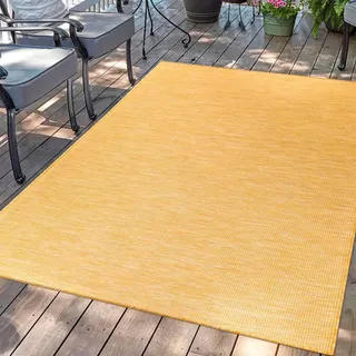 Carpet City "PALM 2778", gelb, B:60cm H:5mm L:110cm, Polypropylen, Teppiche, Outdoorteppich, Läufer, Wetterfest - UV-beständig, für Balkon, Terrasse, Küche, flach