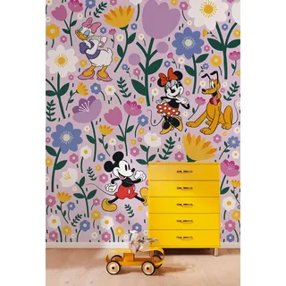 KOMAR Vlies Fototapete Disney Mickey und Minnie Mouse Botanical Spring Bunt