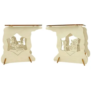 DeColibri Schwibbogen-Fensterbank Schwibbogen Erhöhung Schneemann, leichter Bausatz, Holzkunst aus Sachsen beige