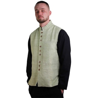 KUNST UND MAGIE Kurzweste Kunst und Magie Traditionelle Nepal Gilet Herren Hippie Weste beige XL