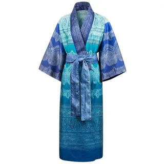 Bassetti Kimono BRUNELLESCHI, midi, Baumwolle, Gürtel, aus satinierter Baumwolle blau midi | L-XL