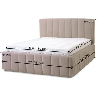 letti moderni Reta Grande 160 x 200 cm Beige/Roségold