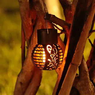 IP65 Wasserdichte Solar Laterne Flamme LED , Edelstahl Solarleuchte Deko Lampe für Party, Urlaub, Garten, Outdoor, Gartendeko Solarlaterne Solarlampen für Außen (1Pc)
