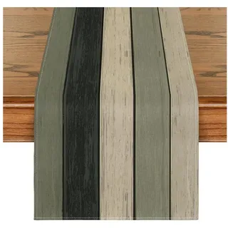 LuxusKollektion Tischläufer Tischläufer schwarz Holz rustikal Planken 40 x 180 cm Schwarz bunt