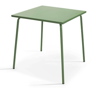 Oviala Business Quadratischer Gartentisch aus Metall in Kaktusgrün - Oviala