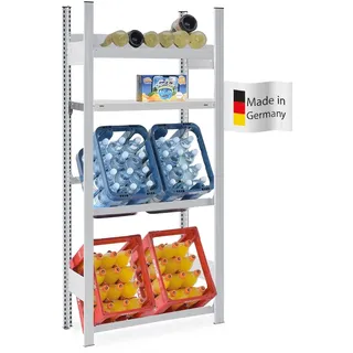 Proregal Getränkekisten- & Weinregal Chiemsee Vino HxBxT 175 x 81 x 33,5 cm 4 Kisten auf 2 Ebenen & 13 Flaschen auf 1 Ebene & Board Lichtgrau