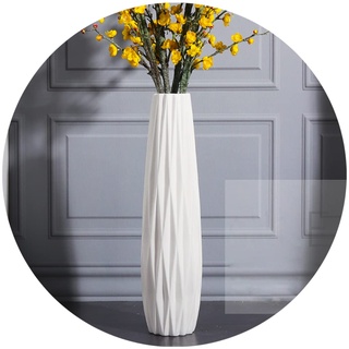 Weiße Bodenvase, 71,1 cm hoch, Keramik-Blumenhalter, dekorative große Vase für Heimdekoration, Wohnzimmer, Trockenblumenarrangement für Hochzeit, Hauseinweihung, Büro