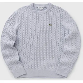 Cable Knit Cotton Sweater - blue - M