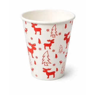 PGV Pappbecher Trinkbecher Weihnachten ohne Henkel Elch 200 ml - verschiedene Mengen (50 Stück)