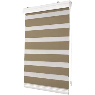 Deco4Me Premium Klemmfix Doppelrollo mit Kassette (Taupe, 80 x 150 cm) - lichtdurchlässig & Blickdicht - Duo Vario Rollo für Fenster ohne Bohren (Stoffbreite 76 cm)