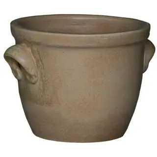 KERAZO Keramik Pflanzkübel Blumentopf Pflanztopf Venus II 32x23cm - antik beige - mit Henkel für einfaches Tragen und Heben