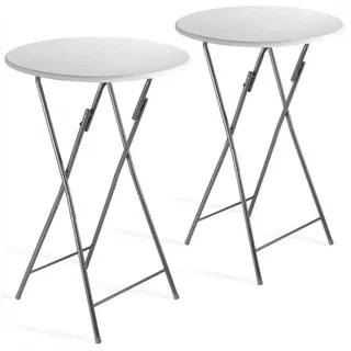 CASARIA Stehtisch Ø 60 x 110 cm weiß klappbar 2 St.