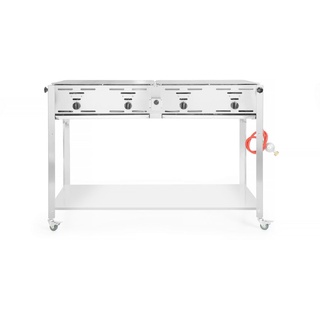 HENDI Quattro Gasgrill, 22000 Watt, mit Druckminderer, mit Gasschlauch und Abtropfschale. Geeignet für Verwendung im Aussenbereich, 22kW(Hs), 1270x525x(H)840mm, Edelstahl 18/0, Large
