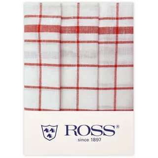Ross 3er Pack Halbleinen-Geschirrtücher Karo 50x70 cm | rot - rot