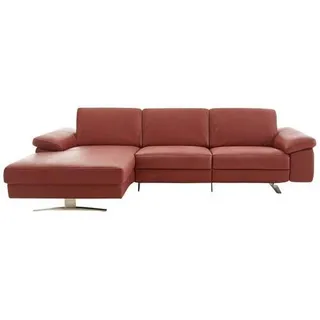 Koinor Ecksofa, Rot, Leder, Echtleder, Anilinleder, 4-Sitzer, Ottomane links, L-Form, 287x174 cm, Goldenes M, Dgm, Typenauswahl, Fußauswahl, Lederauswahl, Stoffauswahl, Hocker erhältlich, Rücken echt, individuell planbar, Wohnzimmer, Sofas & Couches, Wohnlandschaften, Ecksofas