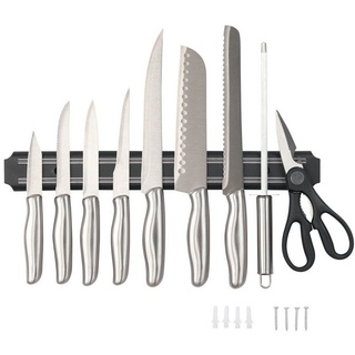 AVANTEX Messer-Set (10-tlg), AVANTEX Messer-Set 10-teilig Schere Messer Schärfer Magnetleiste Küchenmesse silberfarben