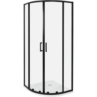 Beliani JUKATAN Duschkabine mit Schiebetür 80 x 185 cm Schwarz/Transparent Sicherheitsglas