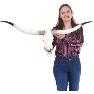 Deko Kuhschädel HWC-D32, Stierkopf Bulle Tierkopf Longhorn Trophäe, Polyresin 103x43x11cm