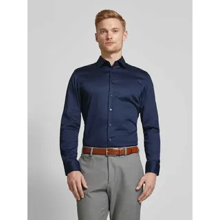 Slim Fit Businesshemd aus Satin, Marine, 43