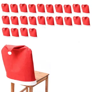 MARELIDA 24x Stuhlbezug Weihnachtsmütze Nikolausmütze Weihnachtsstuhlüberzug