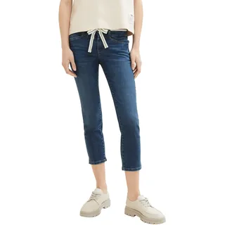 Slim-fit-Jeans TOM TAILOR "ALEXA" Gr. 32, Länge 26, blau (mid stone wash denim) Damen Jeans Röhrenjeans in 78 Länge und mit Bindeband