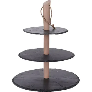 Mojawo 3-stöckige Schiefer Etagere Servierregal Servierständer Ständer Teller-Etagere Ø30/25/20/H36cm
