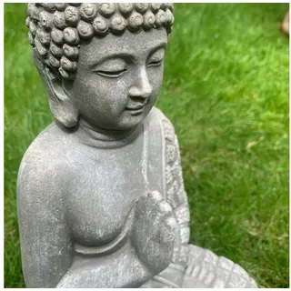 K&L Wall Art Buddhafigur Buddha Statue Kunststein Feng Shui Deko Steinfigur (1, Gartenfigur), 33cm große Boho Gartendeko grau