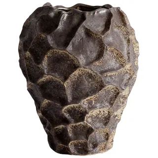 Muubs Vase "Soil" in Dunkelbraun - (H)21,5 x Ø 18 cm