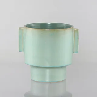 Dekovase, Blau, Keramik, Uni, 22 cm, zum Stellen, Dekoration, Vasen