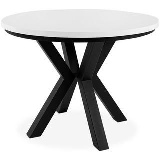 Konsimo Esstisch ROSTEL Ausziehbar Rund Tisch, hergestellt in der EU, Industrial-Stil, ausziehbar bis 220cm weiß