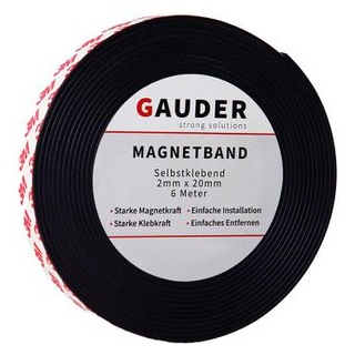 Gauder Magnetband 181304, schwarz, stark selbstklebend, 20 mm x 6 m