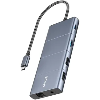 Anker 565 11-in-1 USB-C Hub, Docking-Station mit 4K HDMI | 10 Gbps USB-C & USB-A Datenports, DisplayPort, 85W PD, 2 USB 2.0 Daten, Ethernet, AUX, microSD & SD, Für MacBook Pro und mehr