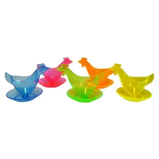 Sonja PLASTIC Eierbecher Huhn in Leuchtfarben Sortiert 5er Set, Hühnereierbecher